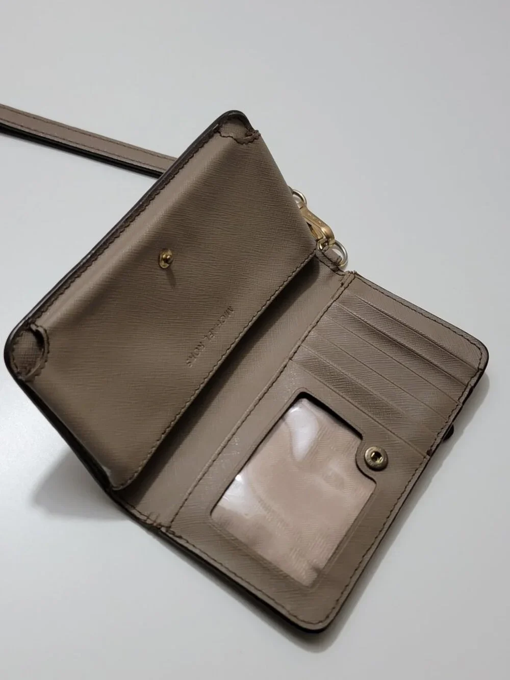 Michael Kors Jet Set Travel Large Flat Phone Case Wristlet Wallet Dark Dune